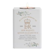 Personalised Queens Commemorative Wooden Tea Light Holder
